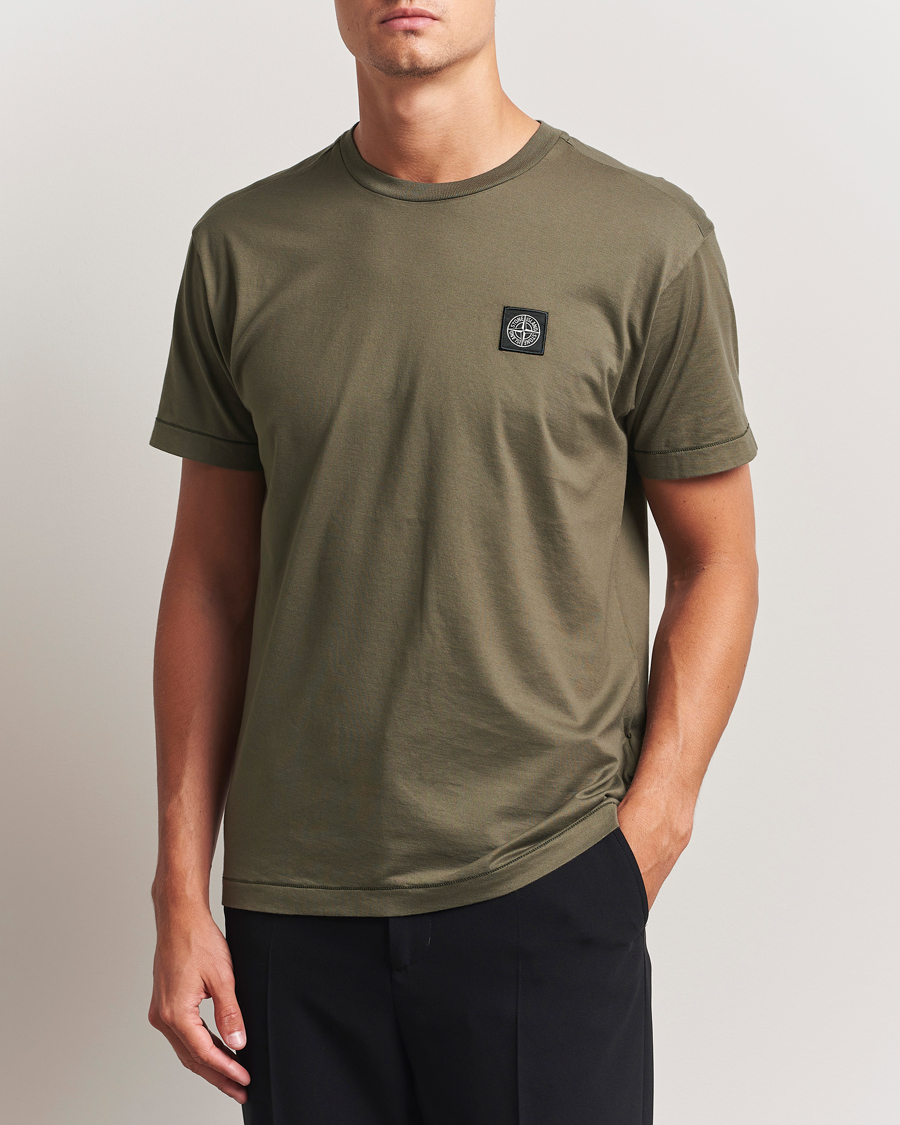 Homme | T-shirts | Stone Island | Garment Dyed Cotton Jersey T-Shirt Military Green
