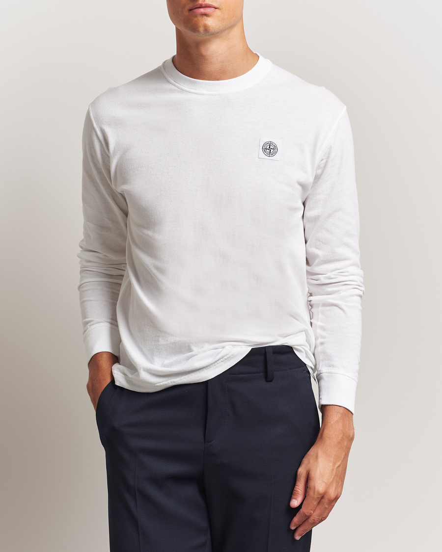 Homme | T-shirts | Stone Island | Long Sleeve Garment Dyed Cotton Jersey T-Shirt White