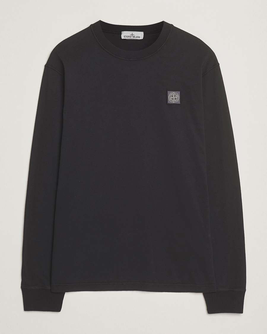 Homme | T-shirts | Stone Island | Long Sleeve Garment Dyed Cotton Jersey T-Shirt Black