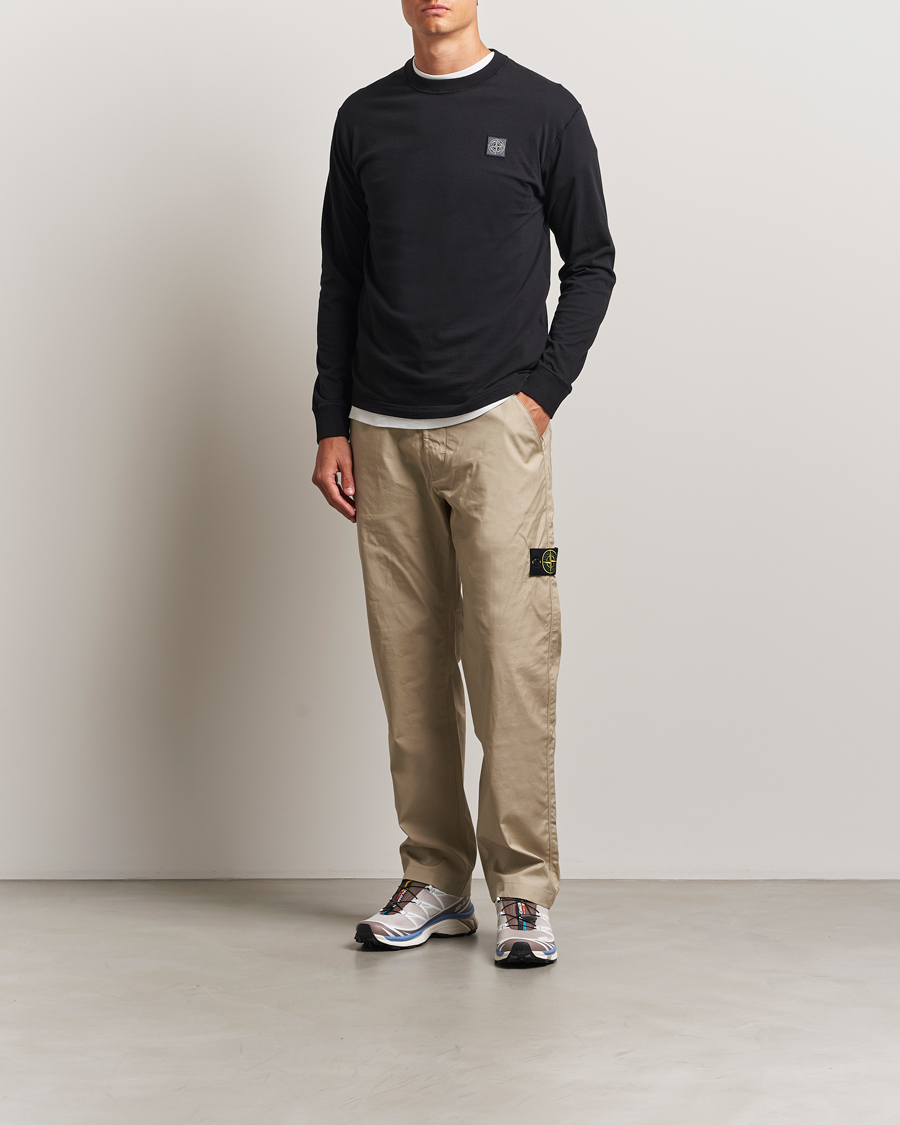 Homme | T-shirts | Stone Island | Long Sleeve Garment Dyed Cotton Jersey T-Shirt Black