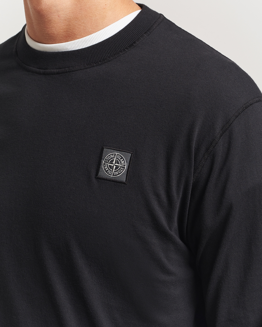Homme | T-shirts | Stone Island | Long Sleeve Garment Dyed Cotton Jersey T-Shirt Black