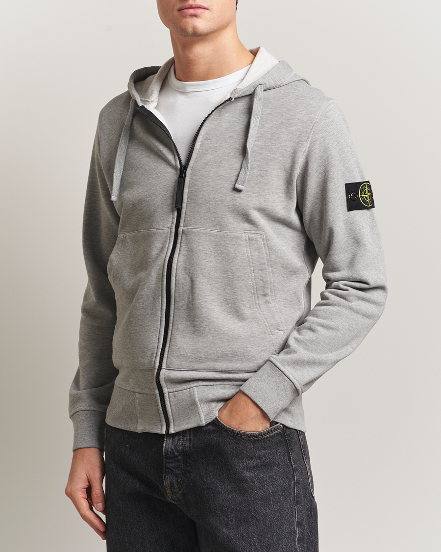 Homme | Pulls Et Tricots | Stone Island | Garment Dyed Fleece Full-Zip Hood Grey Melange