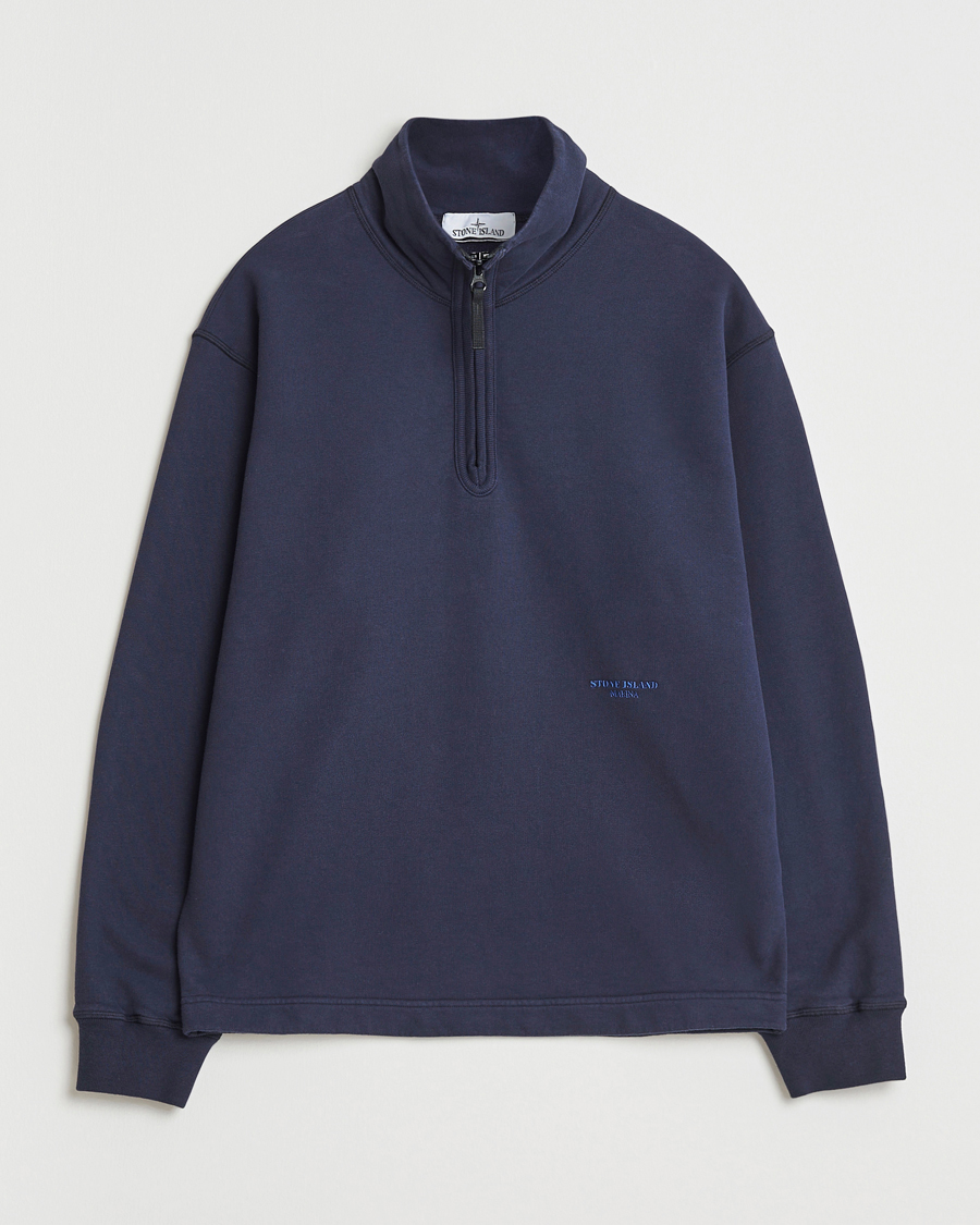 Homme | Pulls Et Tricots | Stone Island | Marina Brushed Organic Cotton Half-Zip Navy