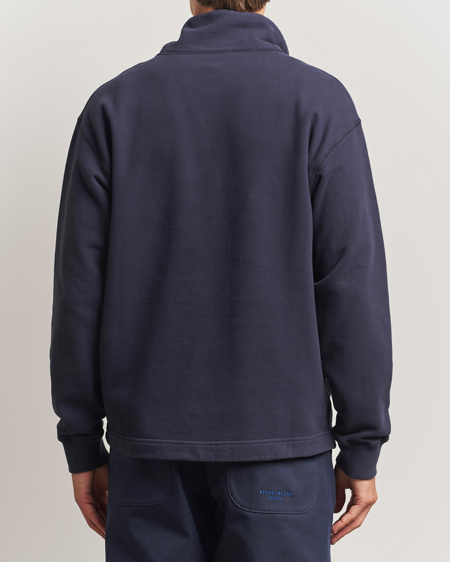Homme | Pulls Et Tricots | Stone Island | Marina Brushed Organic Cotton Half-Zip Navy