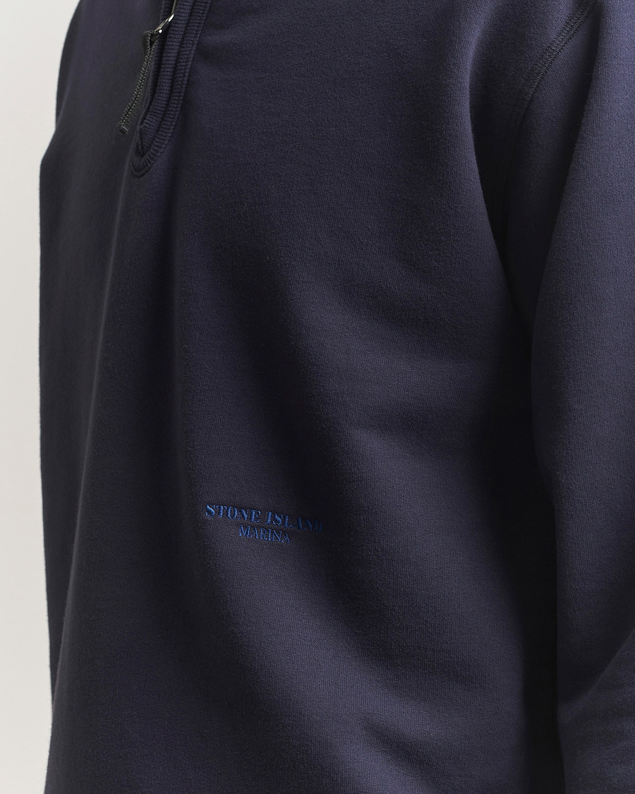 Homme | Pulls Et Tricots | Stone Island | Marina Brushed Organic Cotton Half-Zip Navy