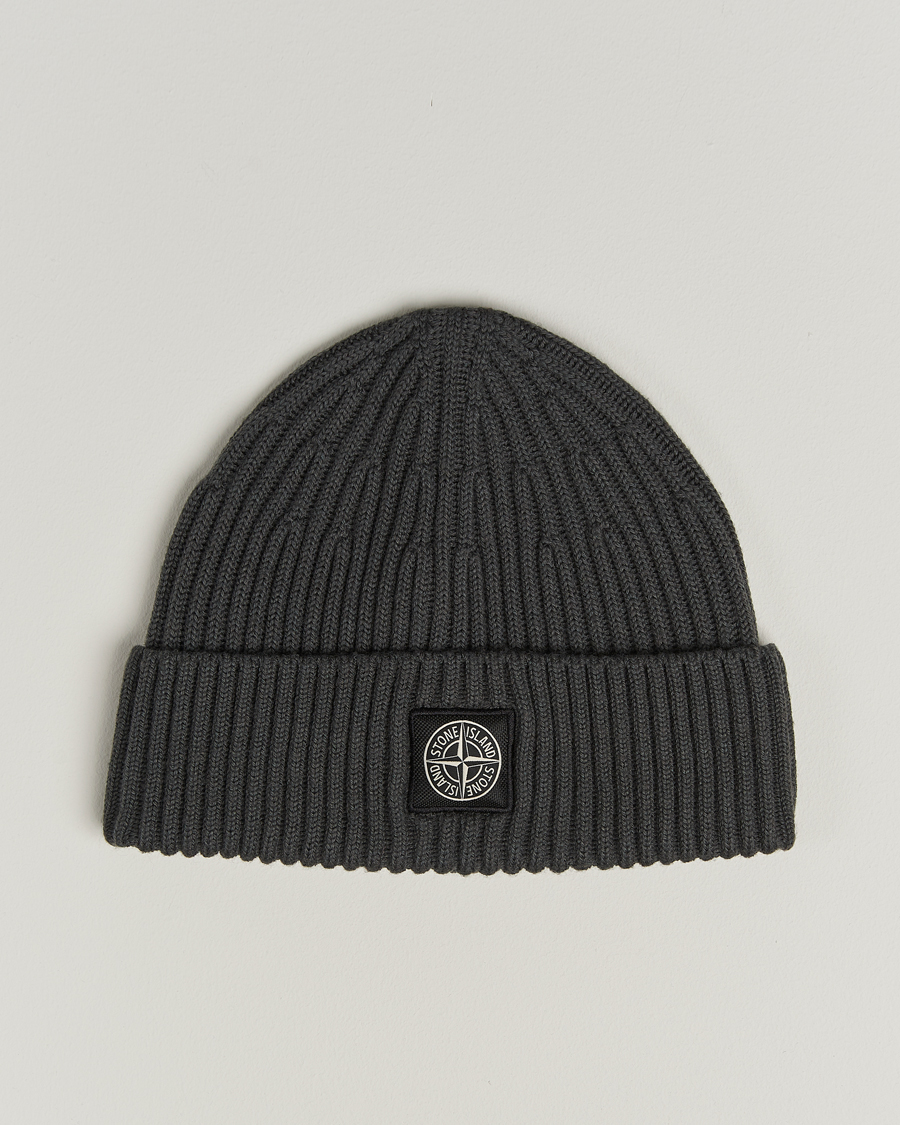Homme | Bonnets | Stone Island | Full Rib Wool Beanie Lead Grey
