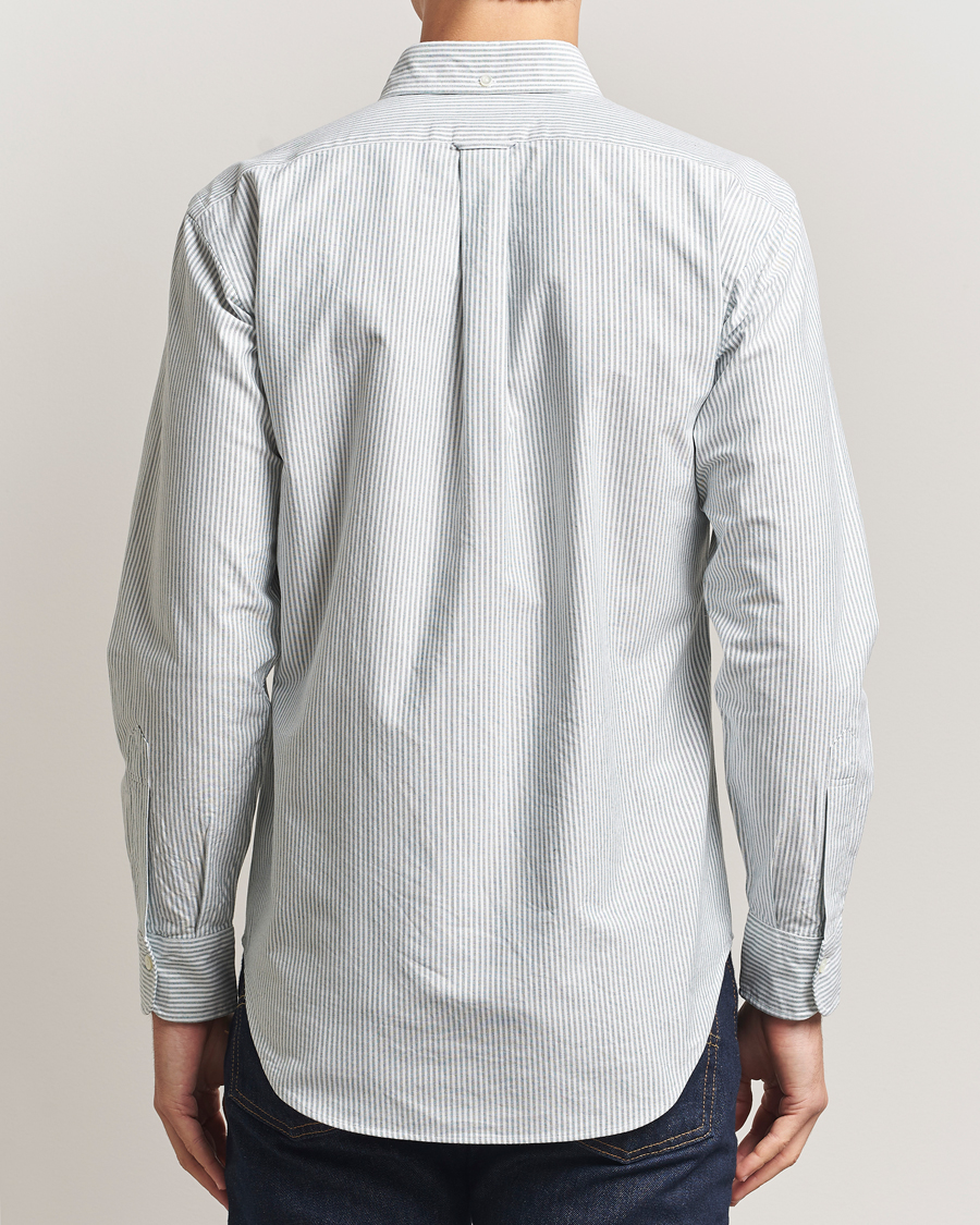 Heren | Overhemden | Kamakura Shirts | Vintage Ivy Oxford Button Down Shirt Green Stripe