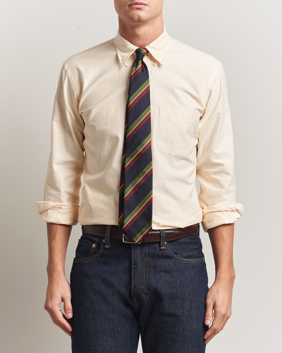 Heren | Overhemden | Kamakura Shirts | Vintage Ivy Oxford Button Down Shirt Yellow Stripe