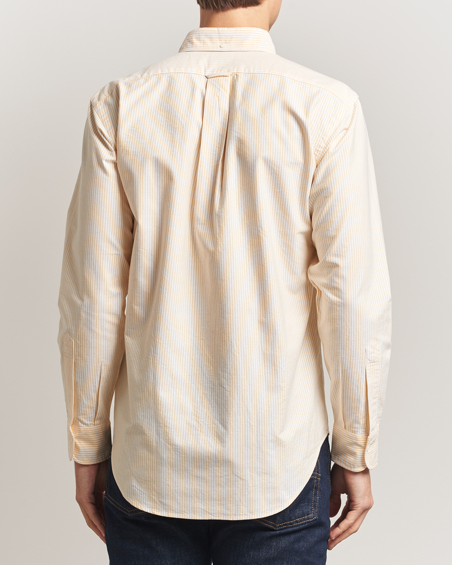 Heren | Overhemden | Kamakura Shirts | Vintage Ivy Oxford Button Down Shirt Yellow Stripe