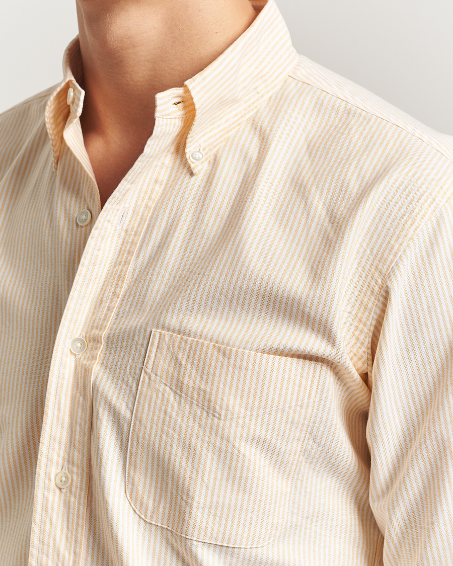 Heren | Overhemden | Kamakura Shirts | Vintage Ivy Oxford Button Down Shirt Yellow Stripe