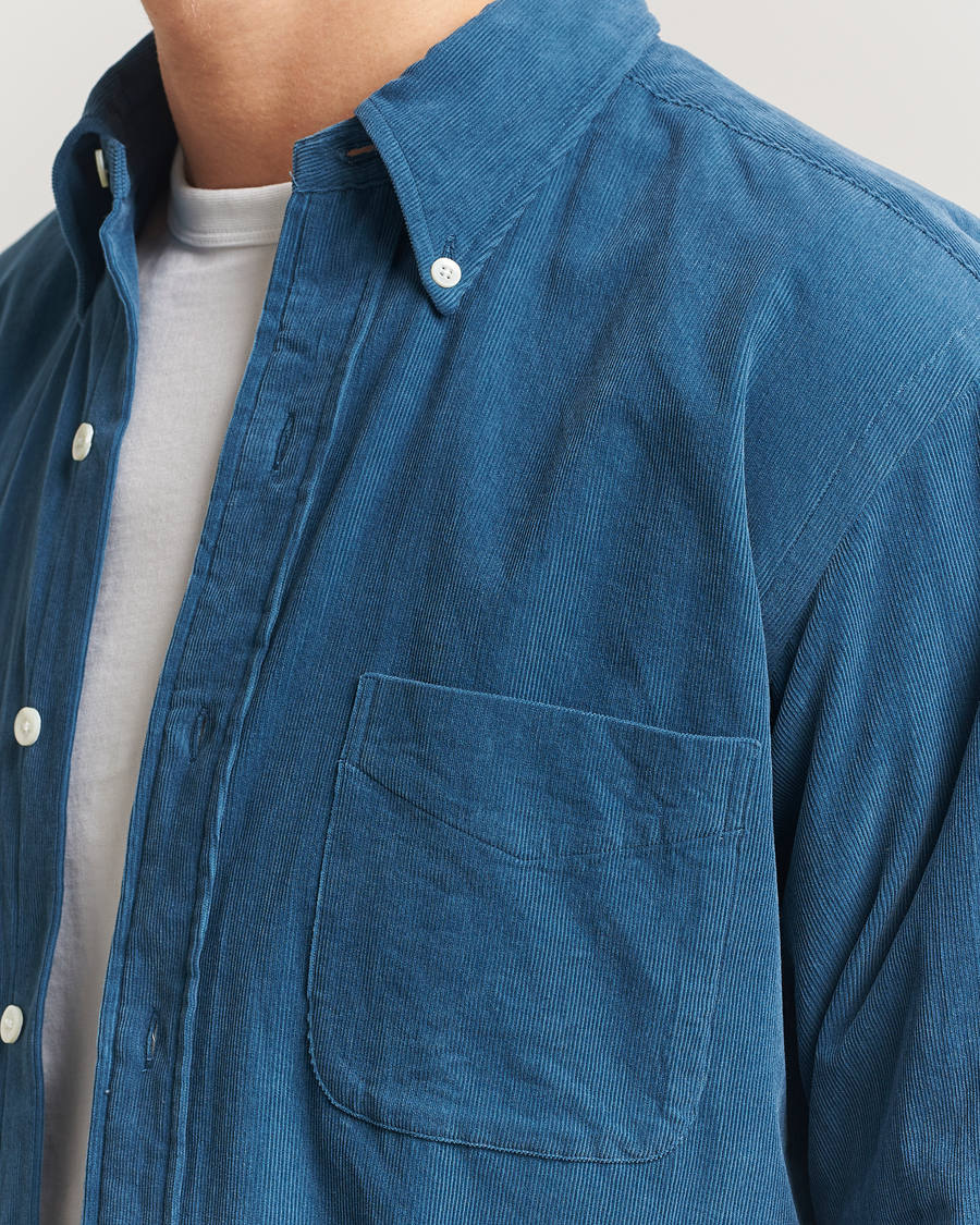 Heren | Overhemden | Kamakura Shirts | Vintage Ivy Needle Cord Shirt Smoke Blue