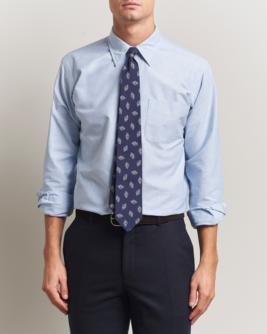 Homme | Chemises | Kamakura Shirts | Vintagy Ivy Straight Collar Oxford Shirt Light Blue