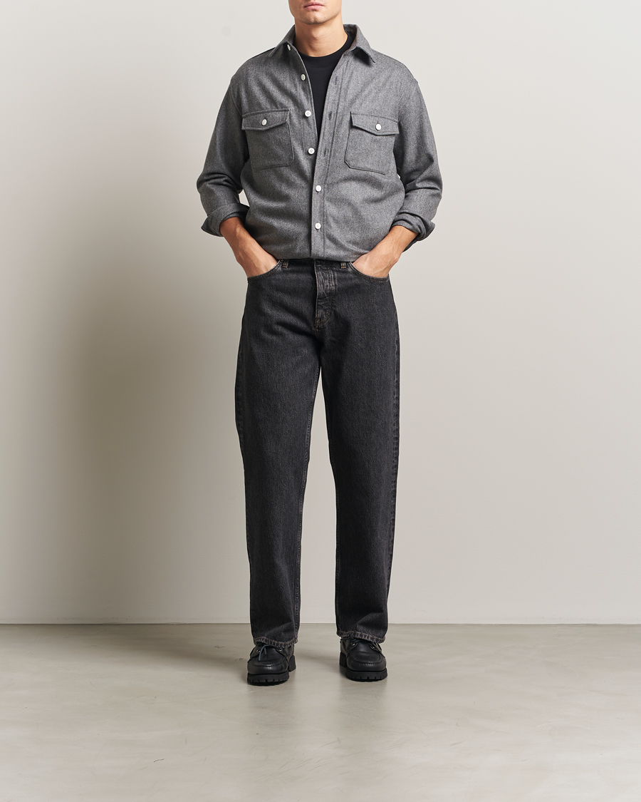 Heren | Overhemden | Kamakura Shirts | Wool Flannel CPO Shirt Grey Melange
