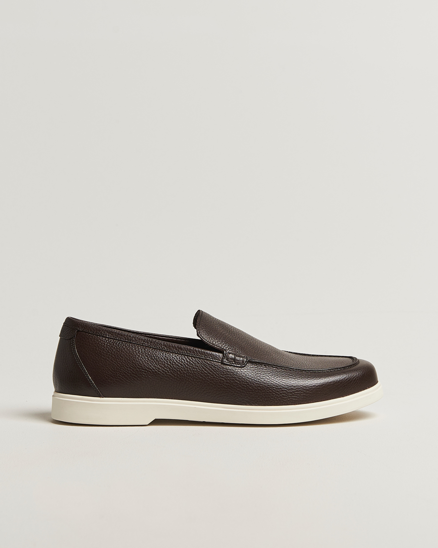 Homme | Loafers | Loake Lifestyle | Loake 1880 Tuscany Grained Leather Loafers Dark Brown