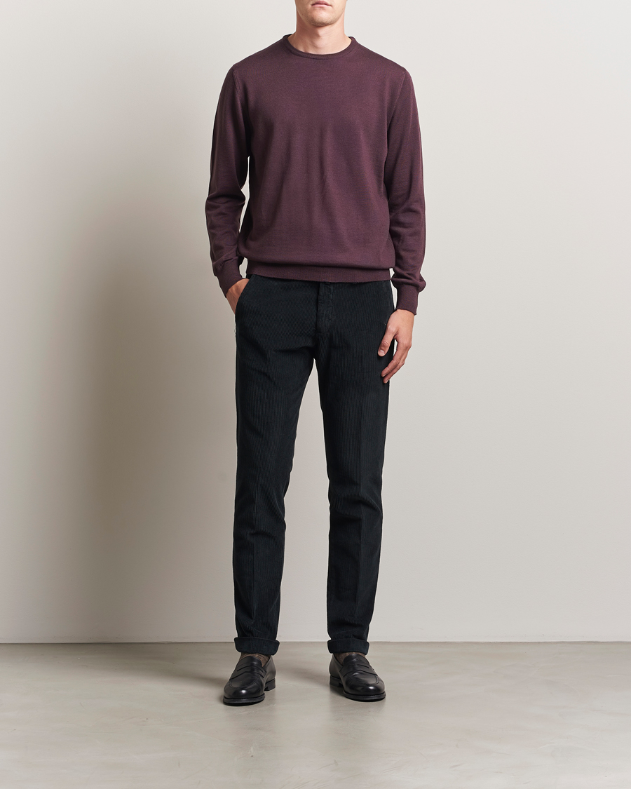Heren | Truien | Morgano | Extra Fine Merino Wool Crewneck Purple
