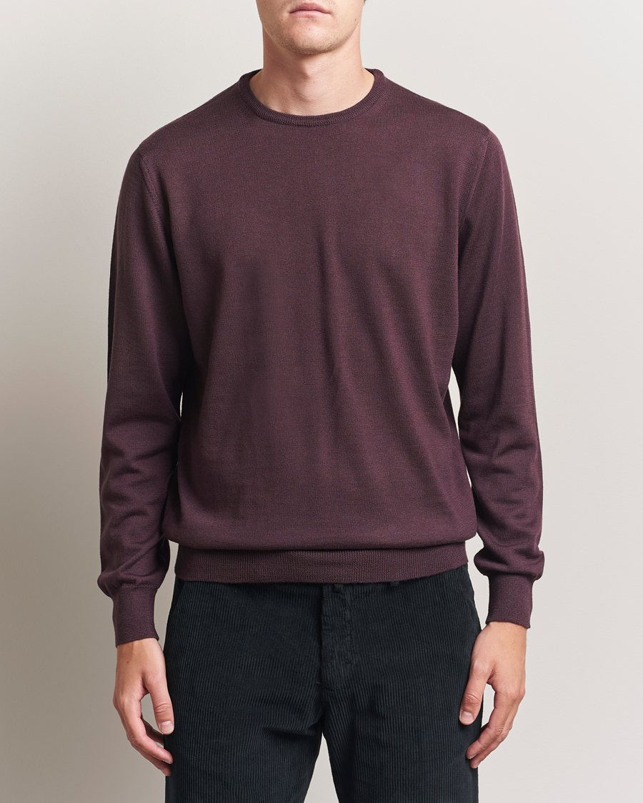 Heren | Truien | Morgano | Extra Fine Merino Wool Crewneck Purple