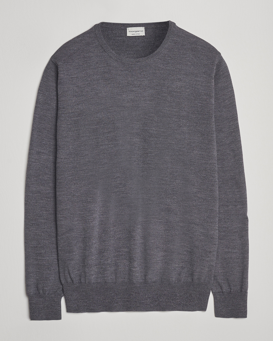 Homme | Pulls Et Tricots | Morgano | Extra Fine Merino Wool Crewneck Mid Grey