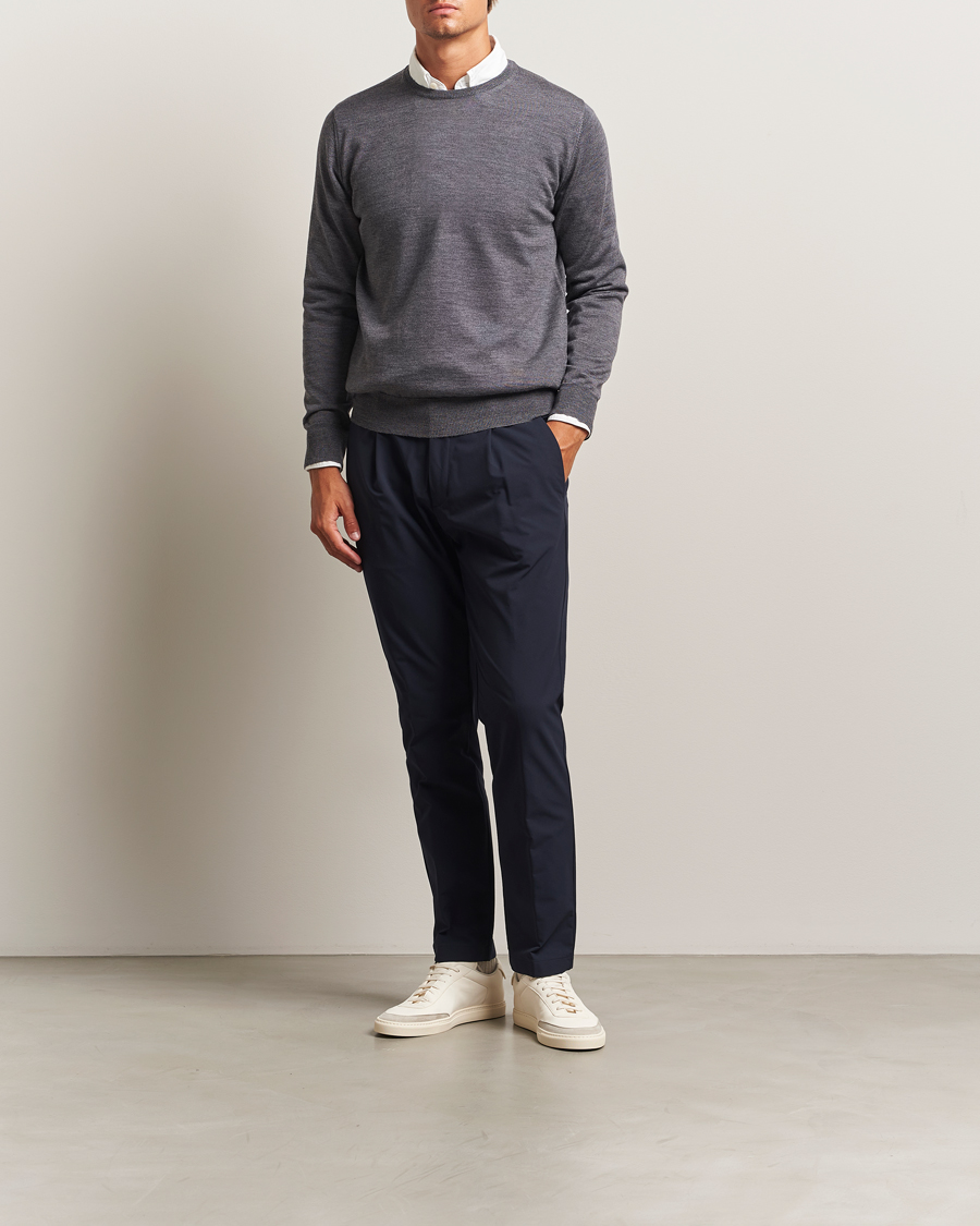 Homme | Pulls Et Tricots | Morgano | Extra Fine Merino Wool Crewneck Mid Grey