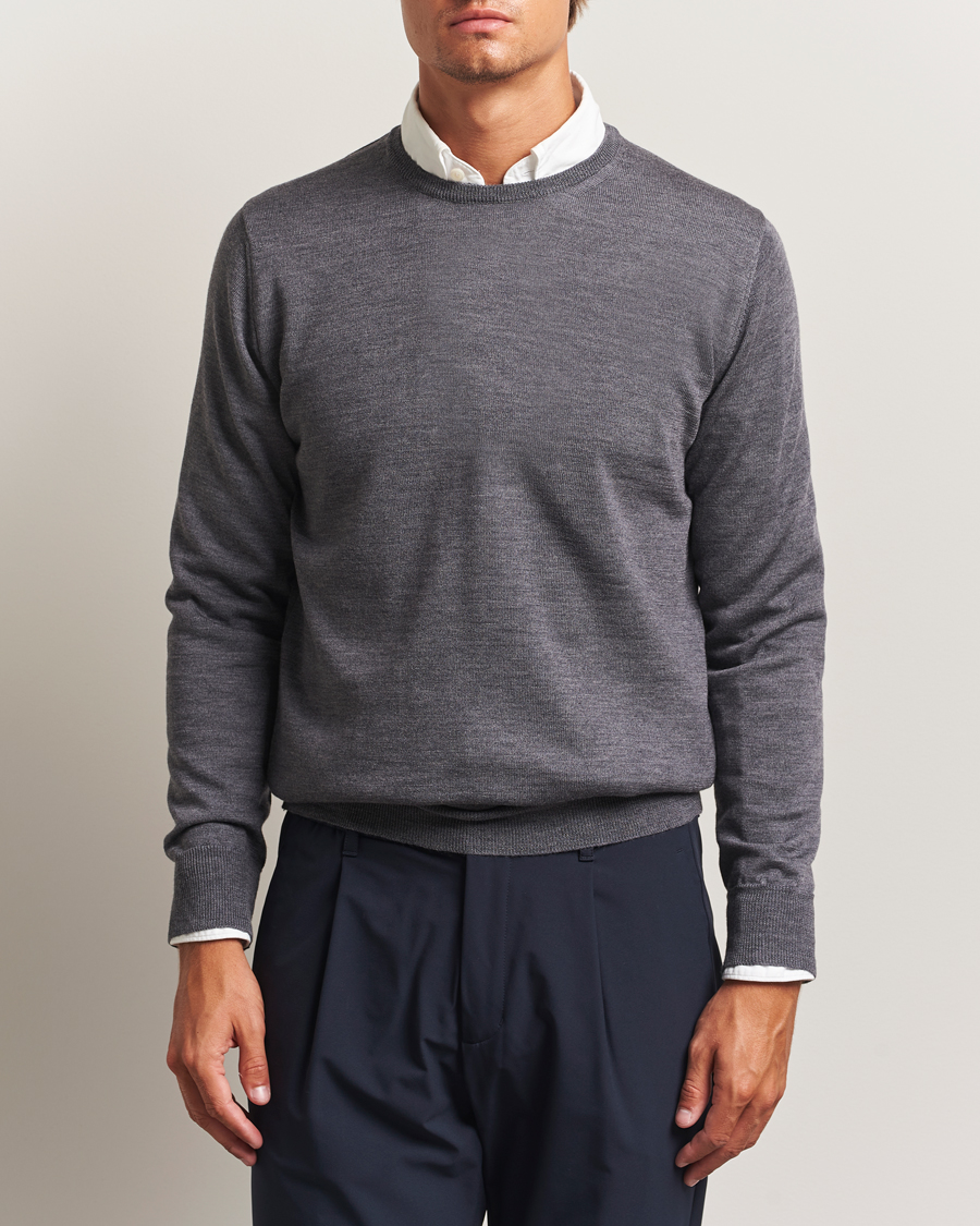 Homme | Pulls Et Tricots | Morgano | Extra Fine Merino Wool Crewneck Mid Grey