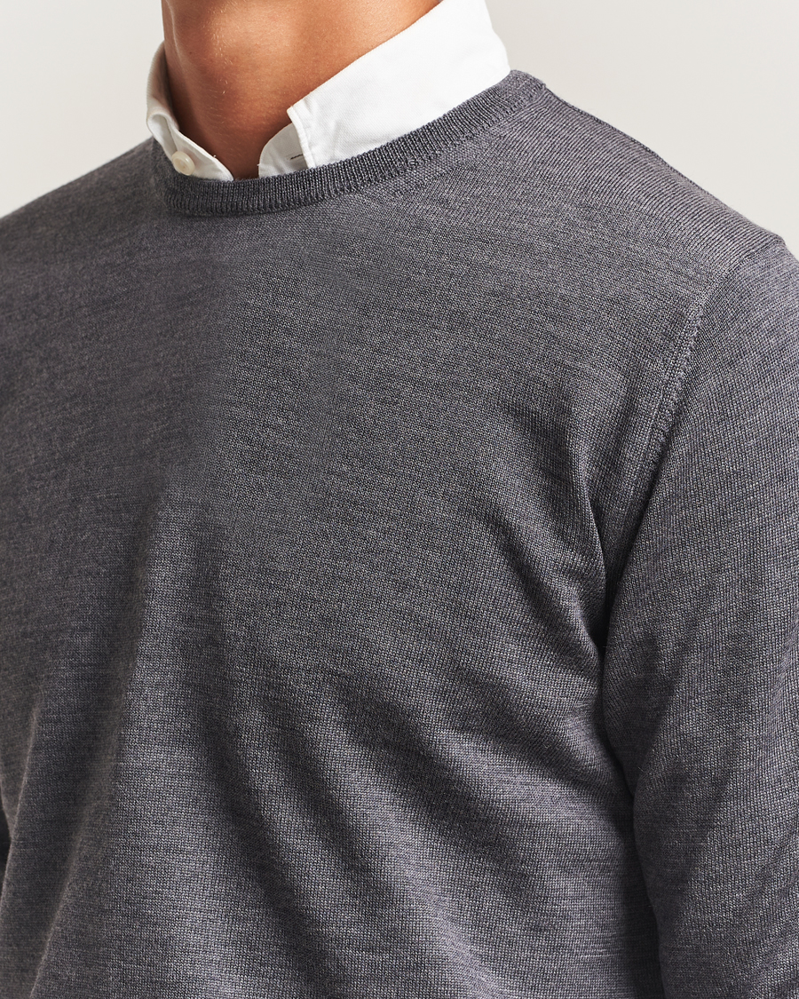Homme | Pulls Et Tricots | Morgano | Extra Fine Merino Wool Crewneck Mid Grey