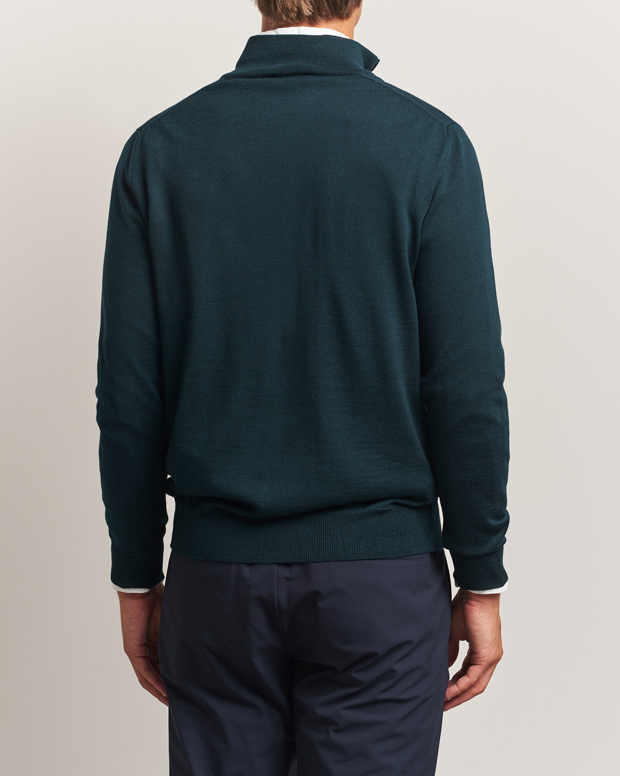 Heren | Truien | Morgano | Extra Fine Merino Wool Half-Zip Bottle Green