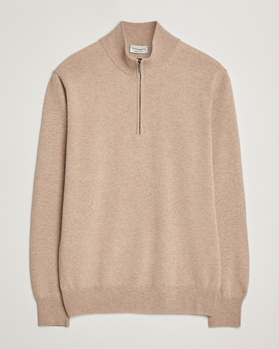 Homme | Pulls Et Tricots | Morgano | Wool/Cashmere Half-Zip Beige