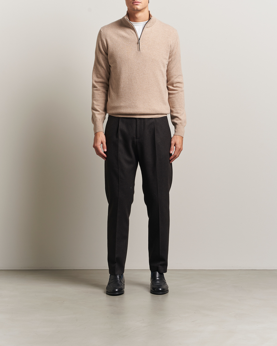 Homme | Pulls Et Tricots | Morgano | Wool/Cashmere Half-Zip Beige