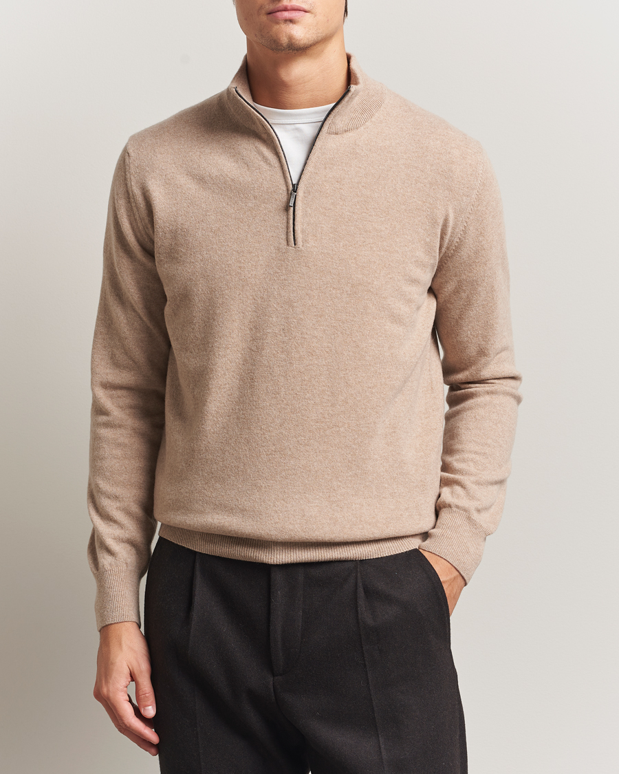 Homme | Pulls Et Tricots | Morgano | Wool/Cashmere Half-Zip Beige