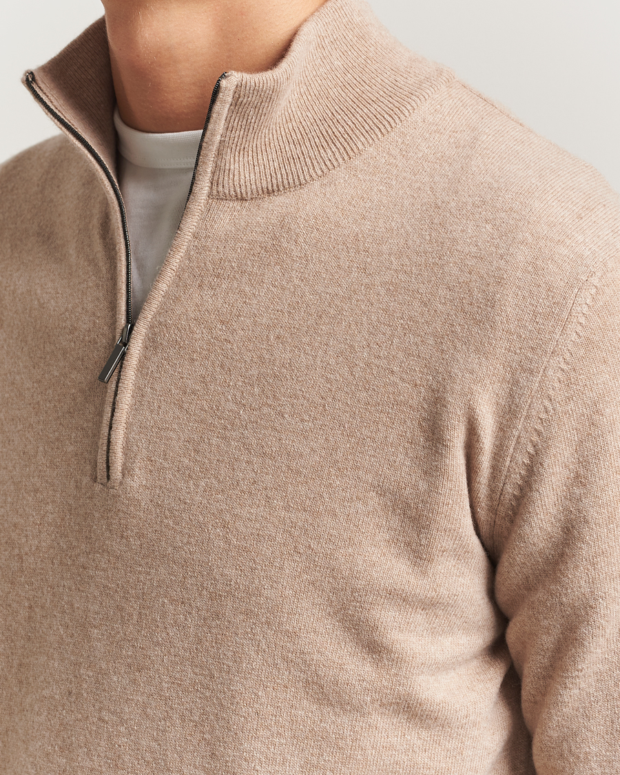 Homme | Pulls Et Tricots | Morgano | Wool/Cashmere Half-Zip Beige