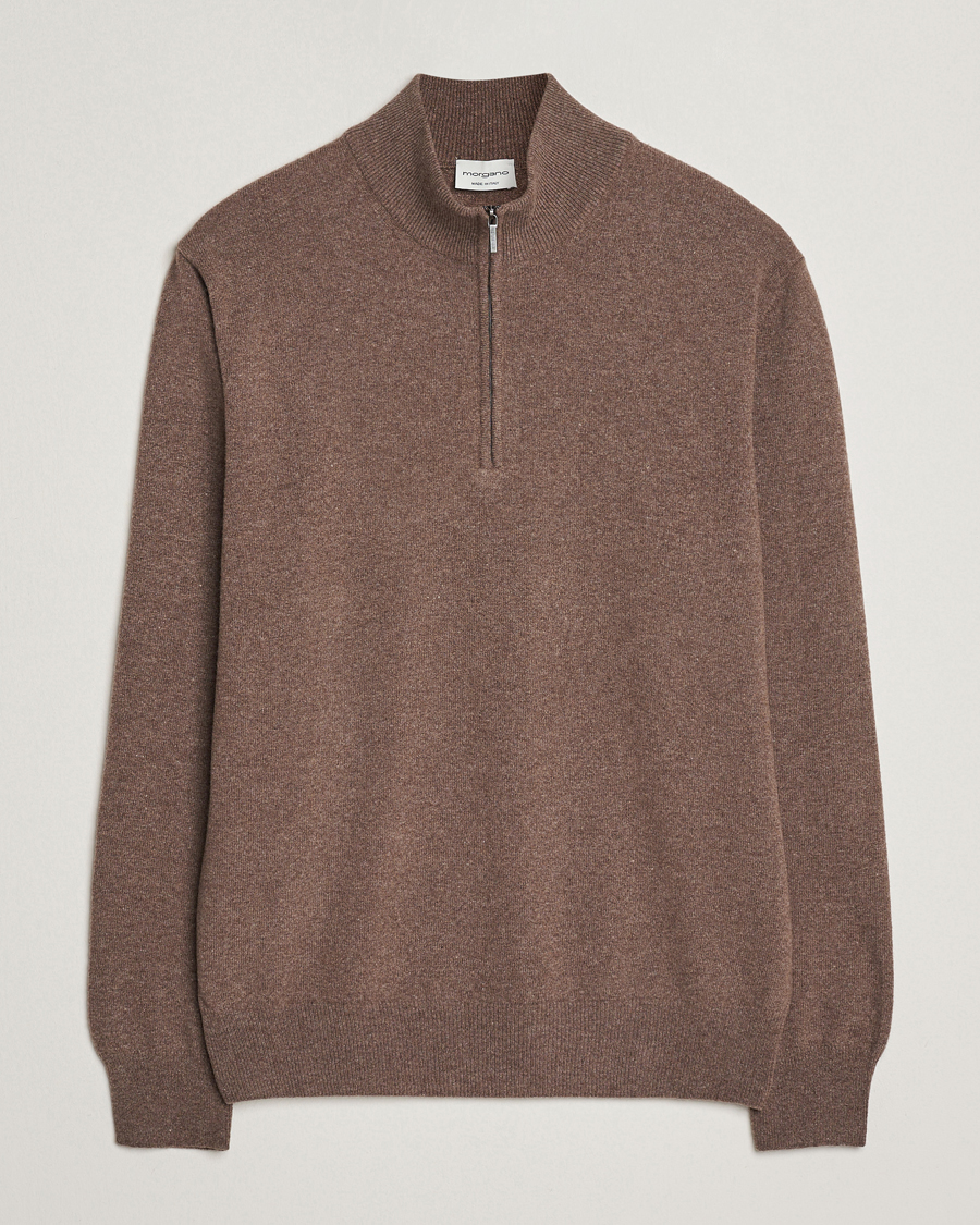 Heren | Truien | Morgano | Wool/Cashmere Half-Zip Brown