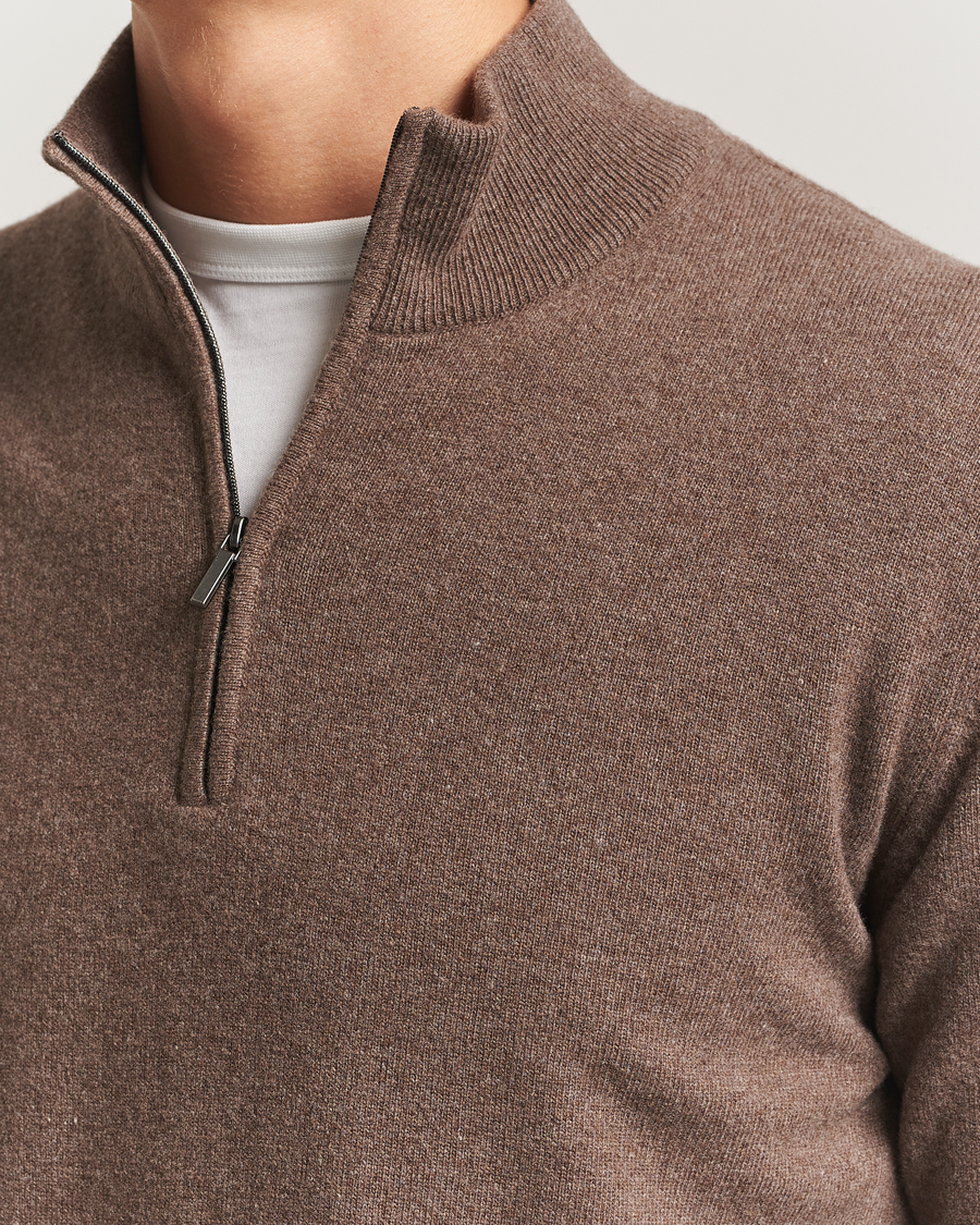 Heren | Truien | Morgano | Wool/Cashmere Half-Zip Brown