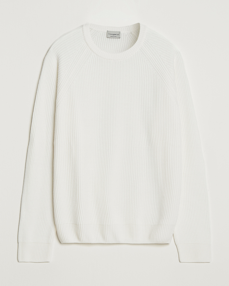 Heren | Truien | Morgano | Merino Knitted Fisherman Ribb White