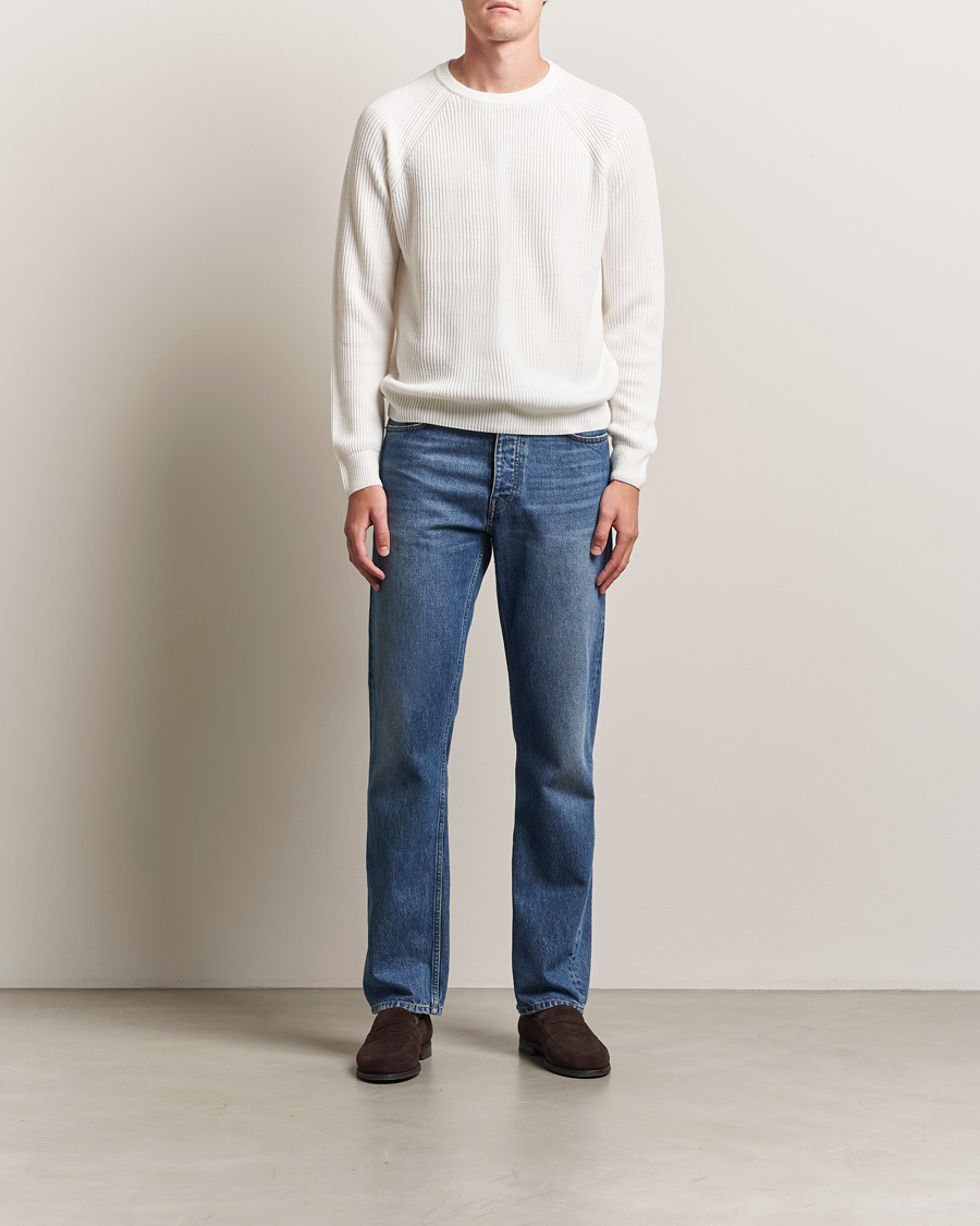 Heren | Truien | Morgano | Merino Knitted Fisherman Ribb White