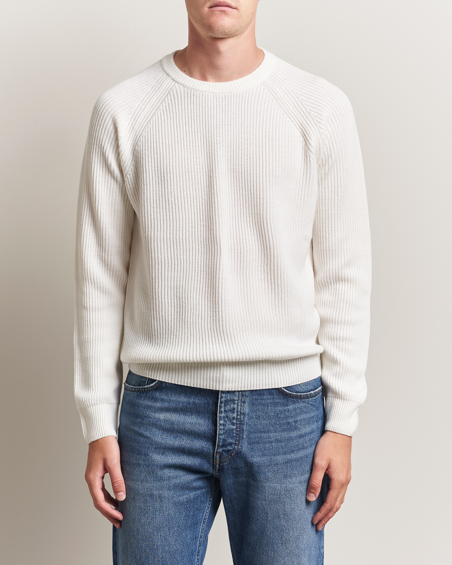Heren | Truien | Morgano | Merino Knitted Fisherman Ribb White