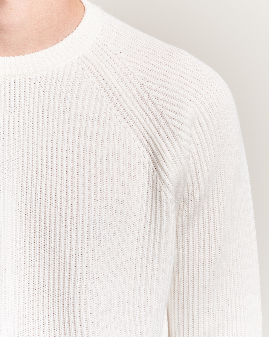 Heren | Truien | Morgano | Merino Knitted Fisherman Ribb White