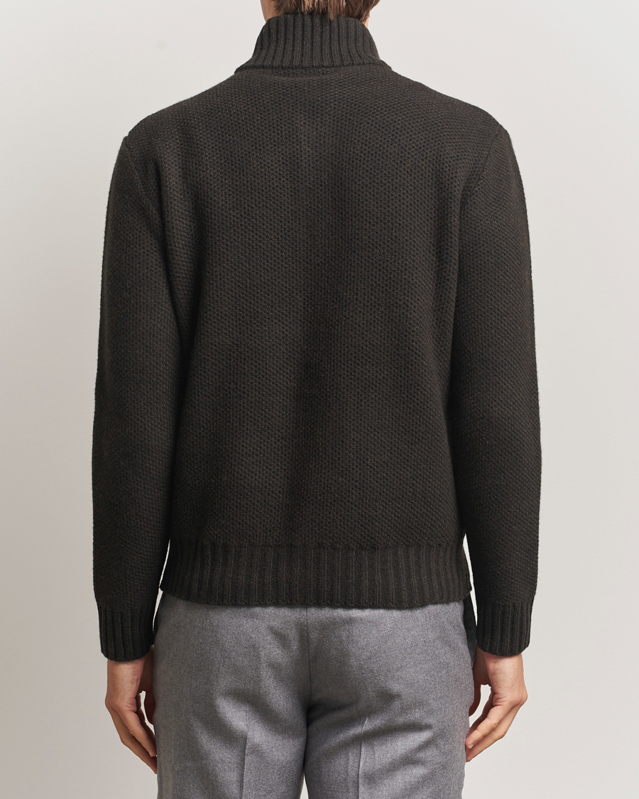 Heren | Truien | Morgano | Heavy Knitted Wool/Cashmere Cardigan Dark Brown