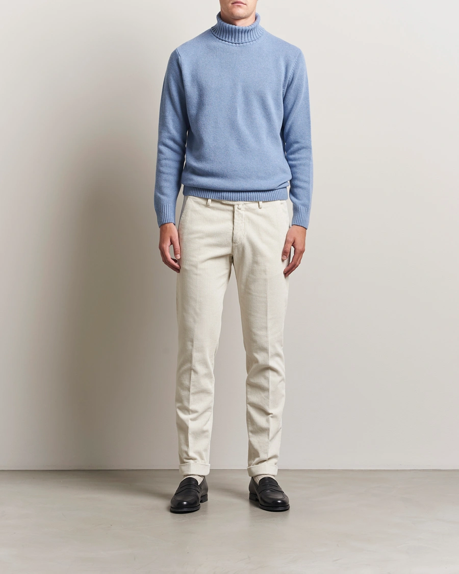Homme | Pulls Et Tricots | Morgano | Wool/Cashmere Heavy Knit Rollneck Light Blue