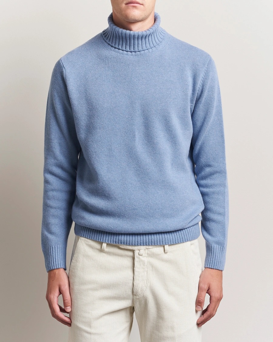 Homme | Pulls Et Tricots | Morgano | Wool/Cashmere Heavy Knit Rollneck Light Blue