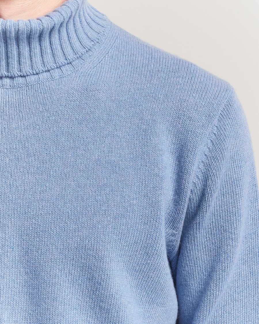 Homme | Pulls Et Tricots | Morgano | Wool/Cashmere Heavy Knit Rollneck Light Blue