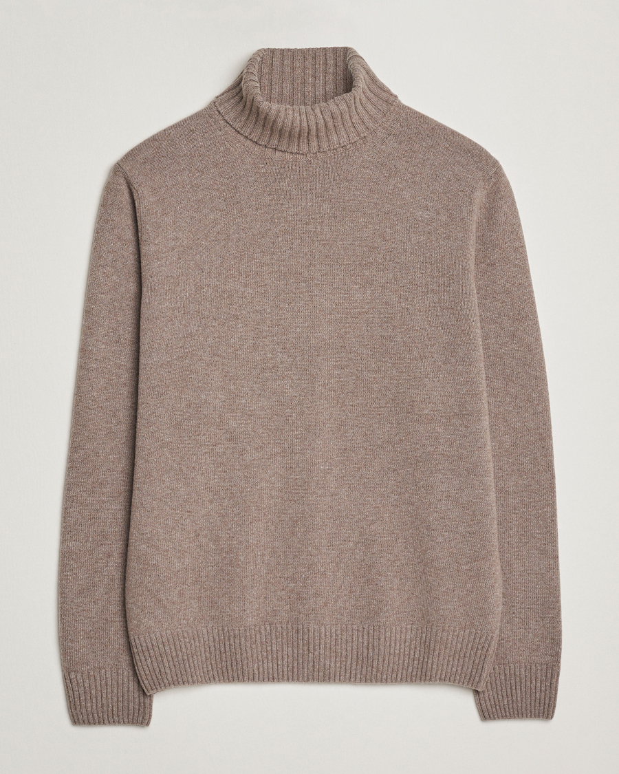 Homme | Pulls Et Tricots | Morgano | Wool/Cashmere Heavy Knit Rollneck Light Brown