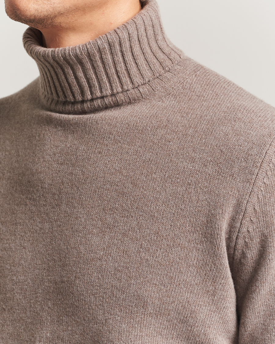 Homme | Pulls Et Tricots | Morgano | Wool/Cashmere Heavy Knit Rollneck Light Brown