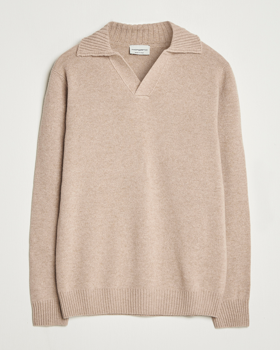 Homme | Pulls Et Tricots | Morgano | Wool/Cashmere Heavy Knit Polo Beige