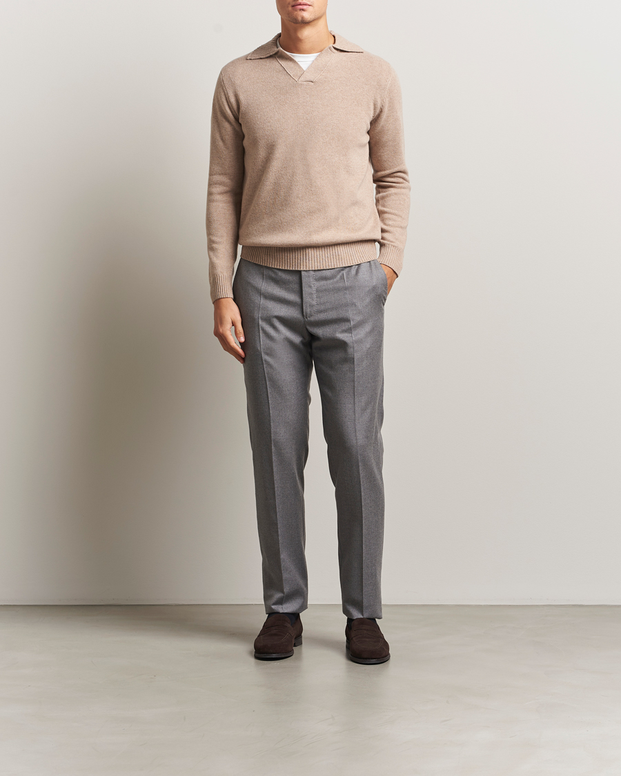 Homme | Pulls Et Tricots | Morgano | Wool/Cashmere Heavy Knit Polo Beige
