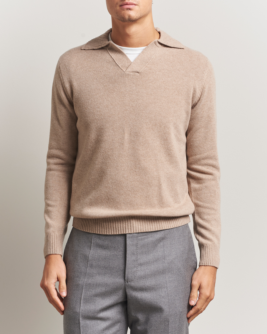 Homme | Pulls Et Tricots | Morgano | Wool/Cashmere Heavy Knit Polo Beige