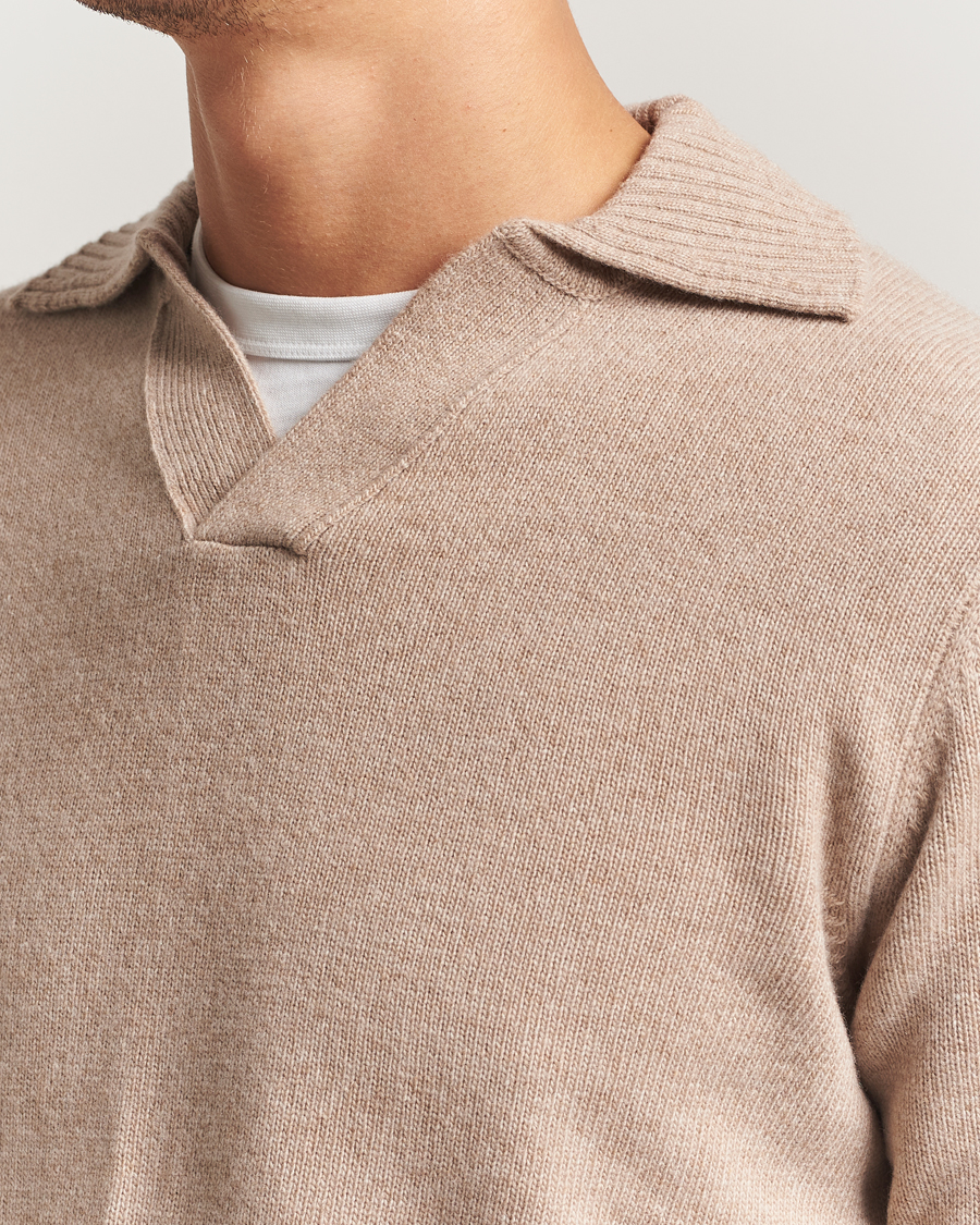 Homme | Pulls Et Tricots | Morgano | Wool/Cashmere Heavy Knit Polo Beige