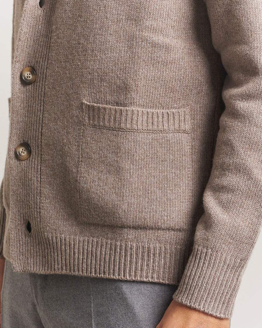 Heren | Truien | Morgano | Wool/Cashmere Heavy Knit Cardigan Blazer Light Brown