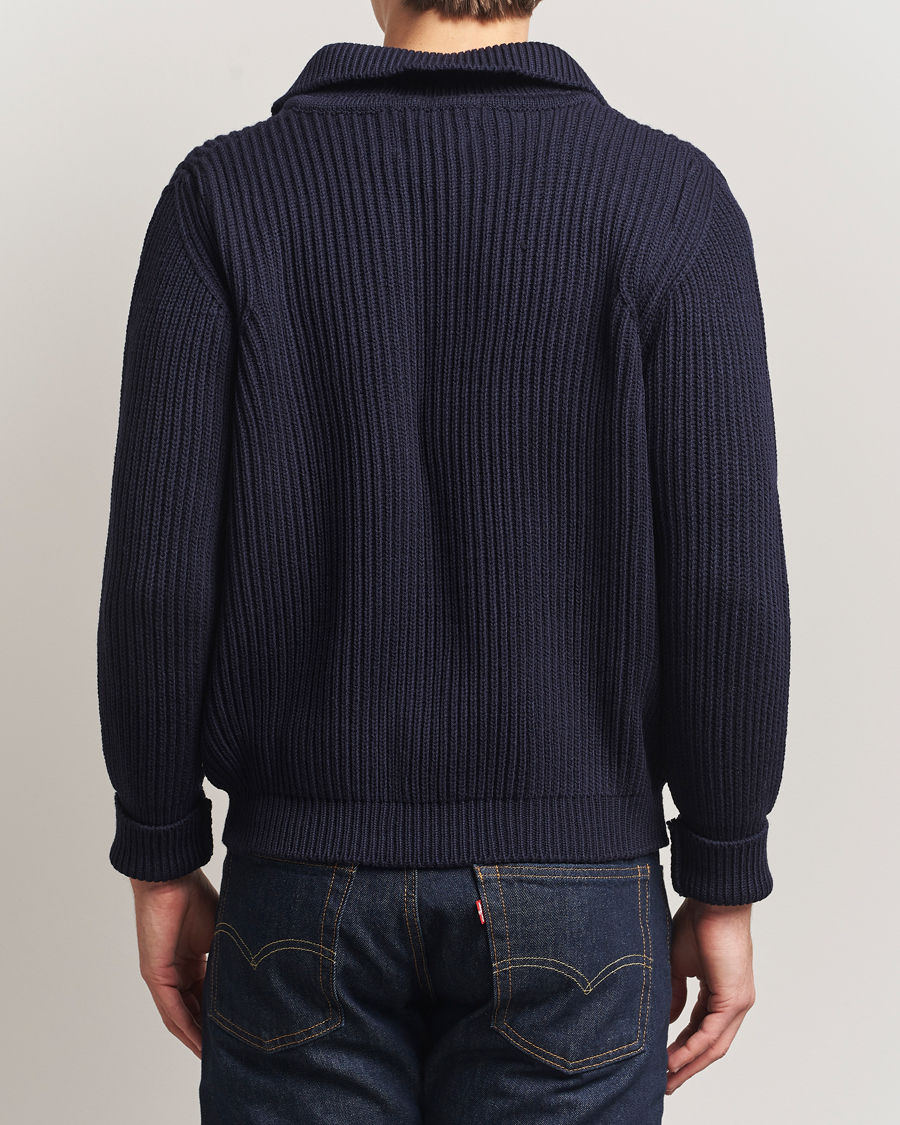 Heren | Truien | Peregrine | Fisherman Merino Zip Cardigan Navy