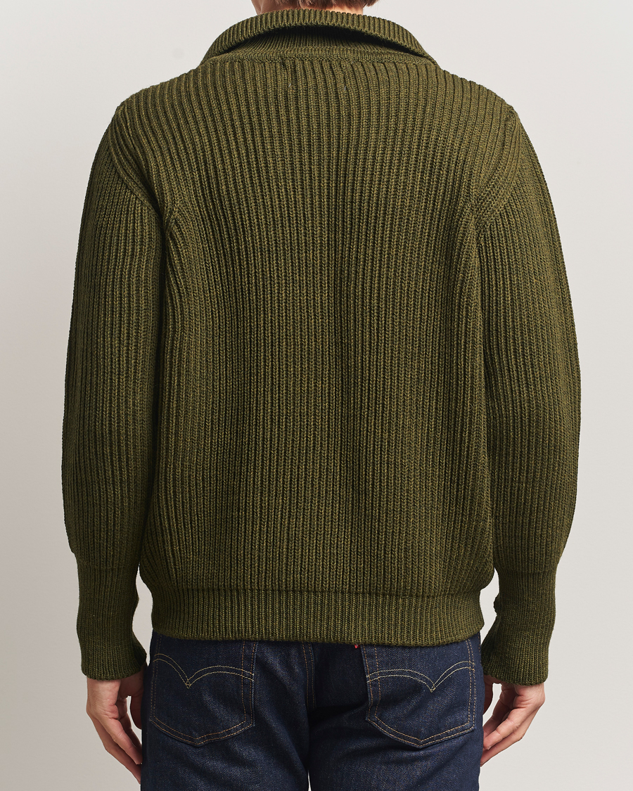 Heren | Truien | Peregrine | Fisherman Merino Zip Cardigan Olive