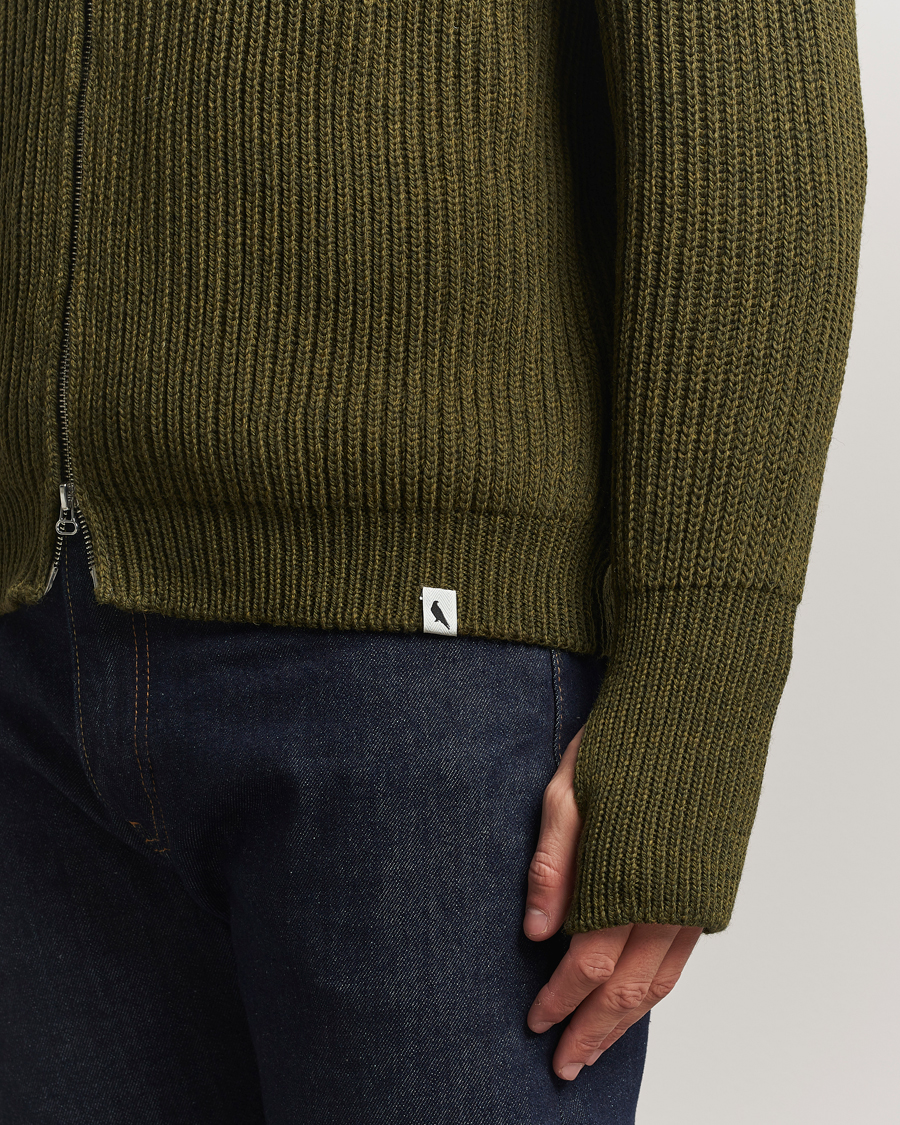 Heren | Truien | Peregrine | Fisherman Merino Zip Cardigan Olive