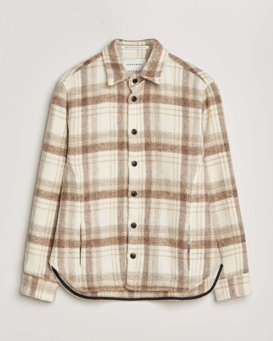 Heren | Overhemden | Peregrine | Moon Wool Check Overshirt Beige
